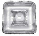 Pearled Square Chip & Dip 12 3/4\ 12.75\ Square

Care & Use:

Handcrafted from 100% recycled aluminum.
All items are food-safe and will not tarnish.
Handwash in warm water with mild soap and towel dry immediately.
Do not place in dishwasher or microwave.
Avoid extended contact with water, salty or acidic foods; coat lightly with vegetable oil or spray to easily avoid staining.
Warm to 350 degerees for hot foods. Freeze or chill for summer entertaining.
Cutting directly on the metal surface will scratch the finish.
Occasional use of non-abrasive metal polish will revive luster.