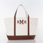 Large Brown Boat Tote with Monogram