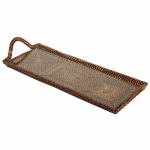 Rattan/Glass Small Cocktail Serving Tray 14