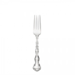 Strasbourg Sterling Place Fork Flowing scrollwork follows the gently curved handles of this magnificent pattern inspired by the rococo style of design favoring shell-like curves prevailing in 18th Century France. Named for the French hamlet near the border of Germany, this intricate pattern displays rococo exuberance with hints of lively German Baroque opulence. The finely carved details along the edge highlight a smooth central panel, and culminate in a subtle shell near the tip. This design, introduced in 1897, will enliven traditional table settings for everyday meals and when entertaining.

Polish your sterling silver once or twice a year, whether or not it has been used regularly. Hand wash and dry immediately with a chamois or soft cotton cloth to avoid spotting.
