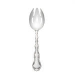 Strasbourg Sterling Pierced Tablespoon Flowing scrollwork follows the gently curved handles of this magnificent pattern inspired by the rococo style of design favoring shell-like curves prevailing in 18th Century France. Named for the French hamlet near the border of Germany, this intricate pattern displays rococo exuberance with hints of lively German Baroque opulence. The finely carved details along the edge highlight a smooth central panel, and culminate in a subtle shell near the tip. This design, introduced in 1897, will enliven traditional table settings for everyday meals and when entertaining.

Polish your sterling silver once or twice a year, whether or not it has been used regularly. Hand wash and dry immediately with a chamois or soft cotton cloth to avoid spotting.
