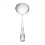 Hester Bateman Sterling Gravy Ladle Inspired by the work of renowned silversmith Hester Bateman (1709-1794) and introduced in 1995, this versatile pattern from Wallace\'s prestigious English Sterling Collection is finely crafted of heavier weight sterling silver in the larger Continental size. The delicate beaded border surrounds a central panel embellished with an intricate teardrop underscored by three fleur de lis, lending graceful elegance to traditional and contemporary table settings alike and every dining occasion from family meals to festive affairs.

Polish your sterling silver once or twice a year, whether or not it has been used regularly. Hand wash and dry immediately with a chamois or soft cotton cloth to avoid spotting.