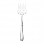 Hester Bateman Sterling Large Serving Fork, HH Inspired by the work of renowned silversmith Hester Bateman (1709-1794) and introduced in 1995, this versatile pattern from Wallace\'s prestigious English Sterling Collection is finely crafted of heavier weight sterling silver in the larger Continental size. The delicate beaded border surrounds a central panel embellished with an intricate teardrop underscored by three fleur de lis, lending graceful elegance to traditional and contemporary table settings alike and every dining occasion from family meals to festive affairs.

Polish your sterling silver once or twice a year, whether or not it has been used regularly. Hand wash and dry immediately with a chamois or soft cotton cloth to avoid spotting.
