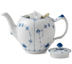 Blue Fluted Plain Tea Pot