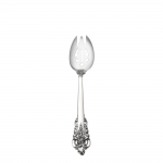 Grande Baroque Sterling Pierced Tablespoon Styled in the lavish Baroque manner, this highly collectible pattern is our best seller. Introduced in 1941, it captures classic symbols of the Renaissance in the exquisitely carved pillar and acanthus leaf curved as in nature. The sculptural, hand-wrought quality is evident in the playful open work and intricate, three-dimensional detail, which carries to the functional bowls and tines, and is apparent whether viewed in front, back, or profile. Perfect for traditional and formal settings.

Polish your sterling silver once or twice a year, whether or not it has been used regularly. Hand wash and dry immediately with a chamois or soft cotton cloth to avoid spotting.