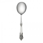 Grande Baroque Sterling Salad Serving Spoon, HH Styled in the lavish Baroque manner, this highly collectible pattern is our best seller. Introduced in 1941, it captures classic symbols of the Renaissance in the exquisitely carved pillar and acanthus leaf curved as in nature. The sculptural, hand-wrought quality is evident in the playful open work and intricate, three-dimensional detail, which carries to the functional bowls and tines, and is apparent whether viewed in front, back, or profile. Perfect for traditional and formal settings.

Polish your sterling silver once or twice a year, whether or not it has been used regularly. Hand wash and dry immediately with a chamois or soft cotton cloth to avoid spotting.