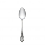 Rose Point Sterling Tablespoon Inspired by the Venetian lace of the traditional rose point wedding veil, this pattern features a full-blown rose-the symbolic flower of love-floating amid a web of silver lace and a pearl of geometric regularity. Introduced in 1934, the Venetian Renaissance styling captures the lost art of hand-sewn lace while keeping the magic of the wedding and mood of eternal romance alive as you use it day after day for family meals and special occasions.

Polish your sterling silver once or twice a year, whether or not it has been used regularly. Hand wash and dry immediately with a chamois or soft cotton cloth to avoid spotting.