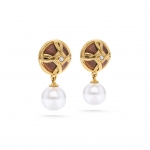 Monique Drop Earrings Pearl/Teak