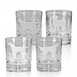 Gun Dogs Double Old Fashioned, Set of Four 